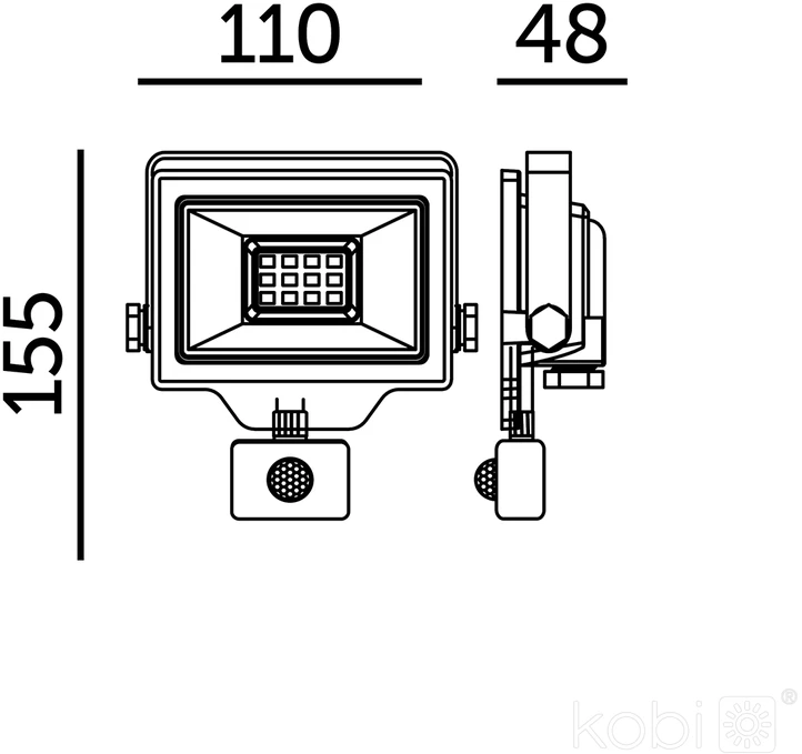 20W LED prožektorius su judesio davikliu DELYO MHNC, juodas, 6000K, IP54