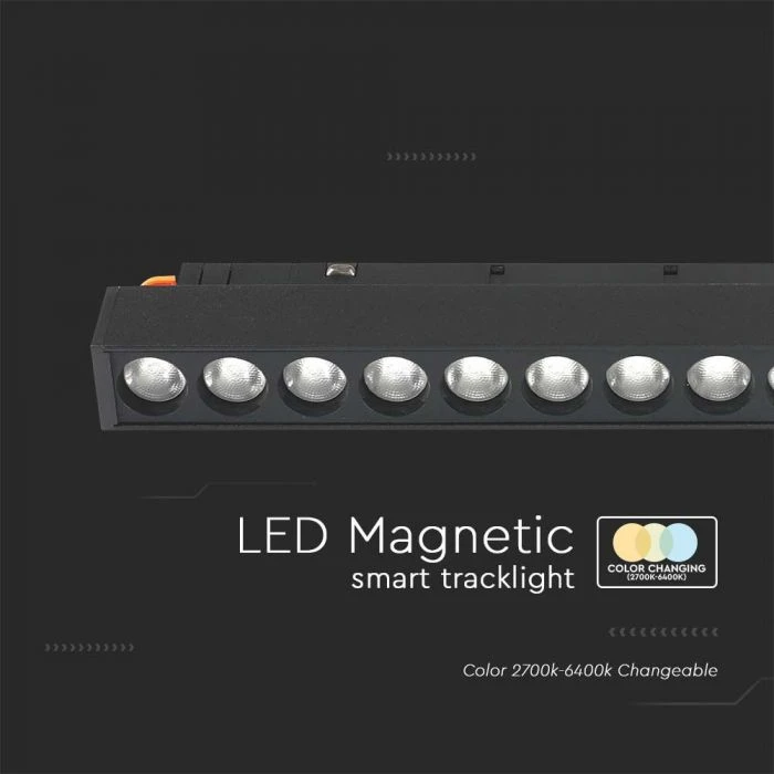 V-tac 20W LED SMART šviestuvas į magnetinius bėgelius, 48V, juodas, 2700-6400K