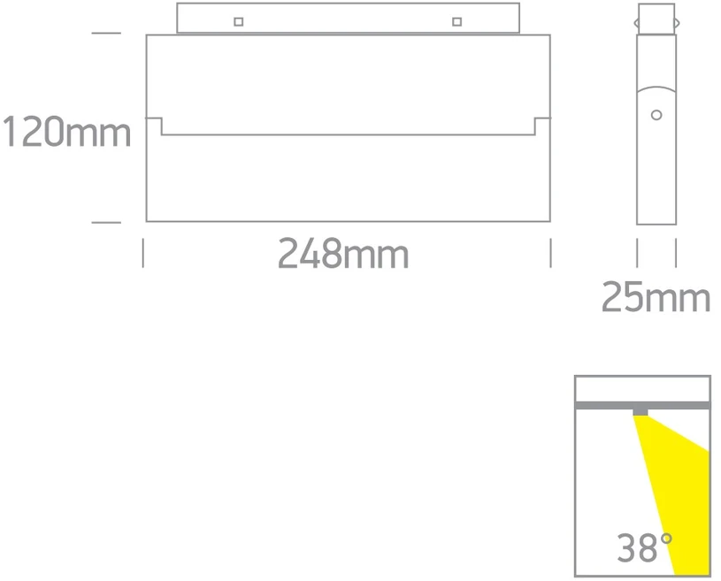 20W LED šviestuvas į magnetines sistemas ONELIGHT MINI/MIDI, juodas, 3000K, 42124BA/B/W