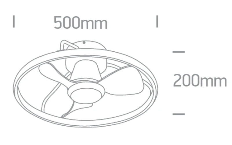 Lubinis šviestuvas 20W ventiliatorius su dimeriuojamu 28W LED šviestuvu, juodas, 3000/4000/5500K, 6300A/B/V