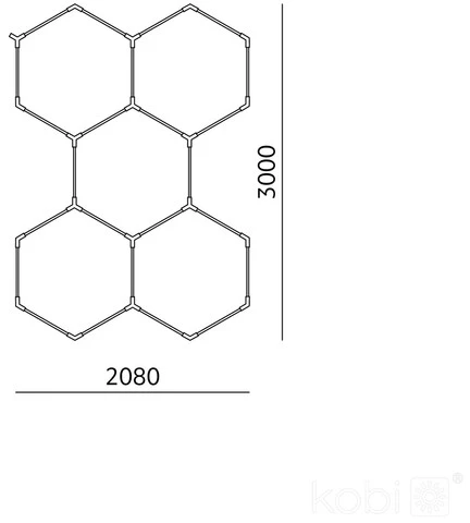 216W LED lubinis šviestuvas HEXLINE 208x300cm, baltas, 6500K