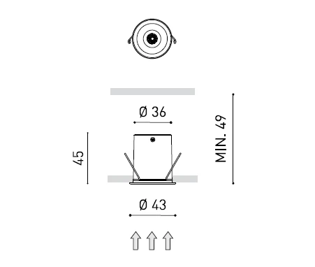 2,1W LED įleidžiamas šviestuvas ARKOSLIGHT SHOT LIGHT, juodas, 3000K