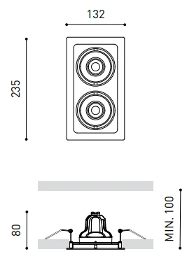21W LED įleidžiamas šviestuvas TWIST DOUBLE, 3000K (šiltai balta), baltas. Pridedamas DALI maitinimo šaltinis.
