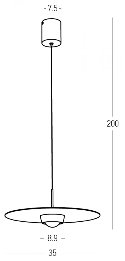 21W LED pakabinamas šviestuvas, juodas, 3000K, dimeriuojamas, 35cm, 2585