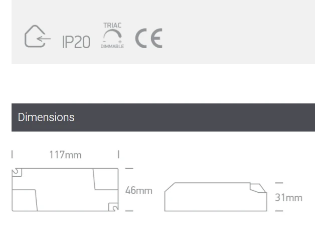 22W 400/450/500/550mA LED maitinimo šaltinis, dimeriuojamas, 89024UT