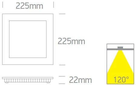 22W LED įleidžiama panelė, balta, 3000/4000/5700K, 50122FA/W/V