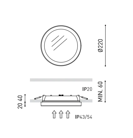 22W LED įleidžiamas šviestuvas STRAM 3, baltas, 3000K, IP43