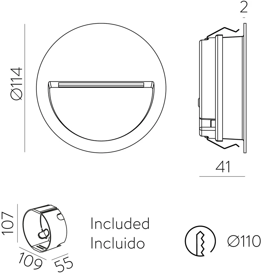 2,2W LED įleidžiamo montavimo sieninis šviestuvas SPICA, rūdžių sp., 2200/2700/3200/4000K, IP65, E2061071M