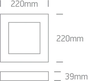 Lubinis šviestuvas 22W LED kvadratinis plafonas, baltas, 2700/3000/4000K, 62122F/W/V
