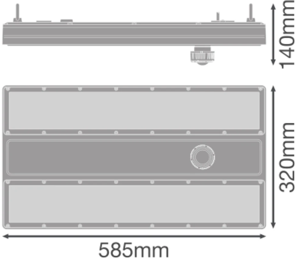 240/180/120W LED pramoninis šviestuvas su judesio davikliu HB FLEX SN, baltas, 4000K, 35°, dimeriuojamas