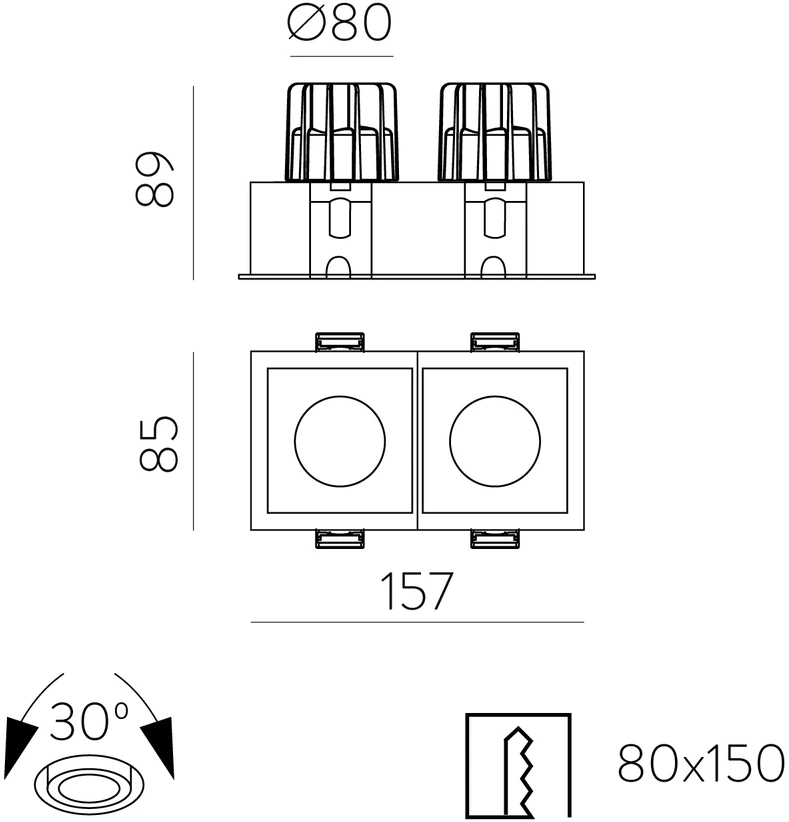 24W LED įleidžiamas šviestuvas MOVE, juodas, 3000/4000K, dimeriuojamas, IP44, E3984178NDT