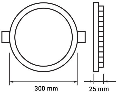 24W LED įmontuojama panelė, apvali, su maitinimo šaltiniu, (2700K) šiltai balta