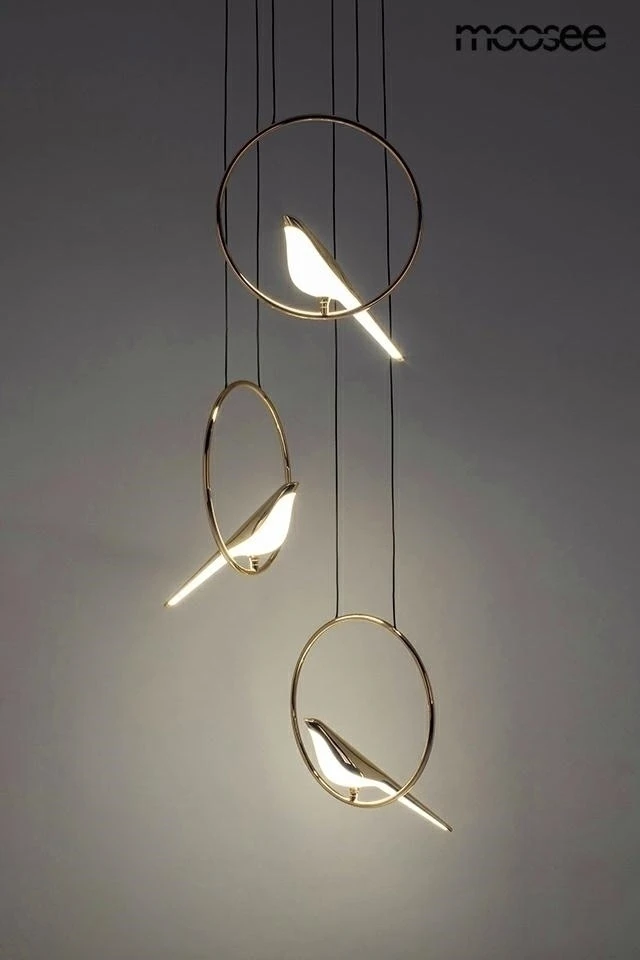 24W LED pakabinamas šviestuvas BIRD DISC, aukso sp., 3000K