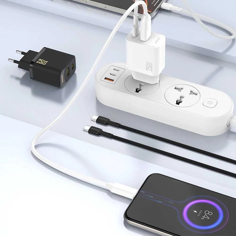 Dudao A26T GaN 25W USB-A, USB-C įkroviklis – juodos spalvos