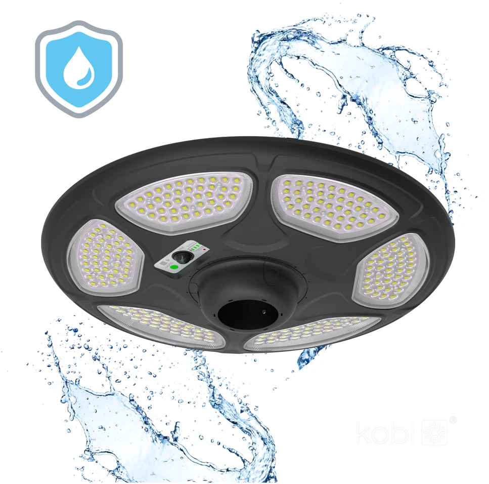 25W LED gatvės šviestuvas su saulės baterija SOLSUMI CIRCLE, juodas, 4000K, su judesio davikliu, IP54