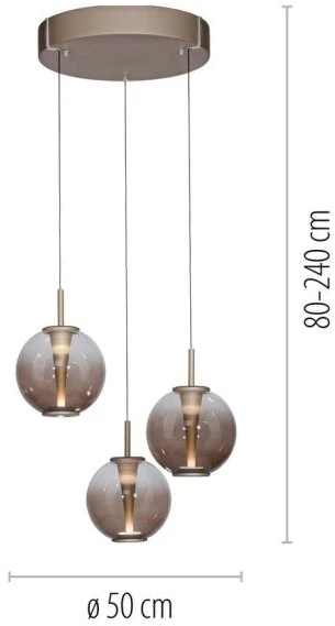 25W LED pakabinamas šviestuvas E-INFINITY, bronzos sp., 2200-5000K, dimeriuojamas, reguliuojamo aukščio