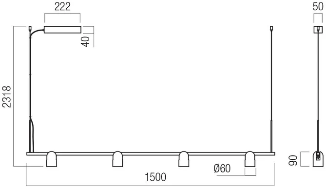 25W LED pakabinamas šviestuvas KOBE, juodos/kavos sp., 2700K, dimeriuojamas, 01-4214