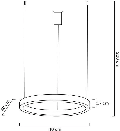 25W LED pakabinamas šviestuvas RING 40, sidabro sp., 3000K
