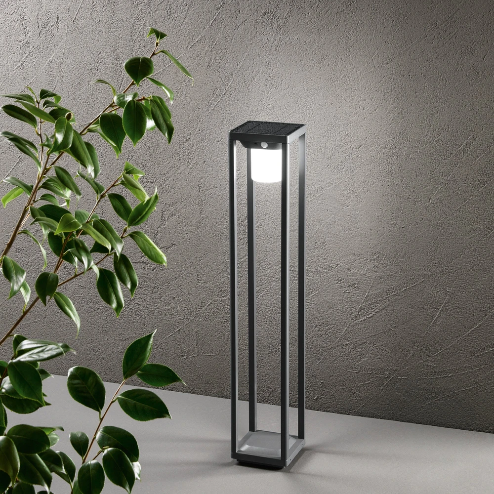 2,5W LED pastatomas lauko šviestuvas su saulės baterija ir judesio davikliu KYOTO, antracito sp., 4000K, IP44