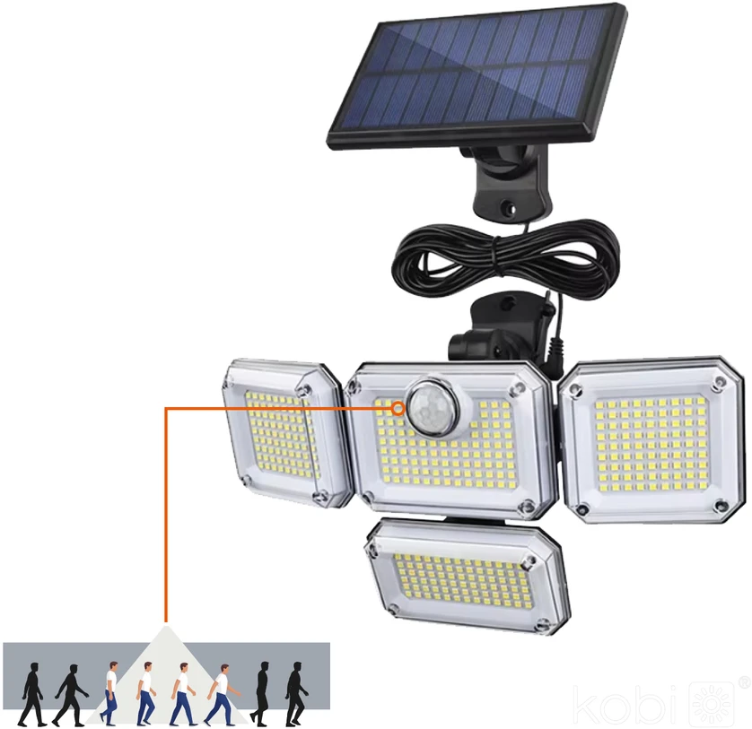 2,5W LED prožektorius su saulės baterija GLOW G2, juodas, 6500K, su judesio davikliu, IP44