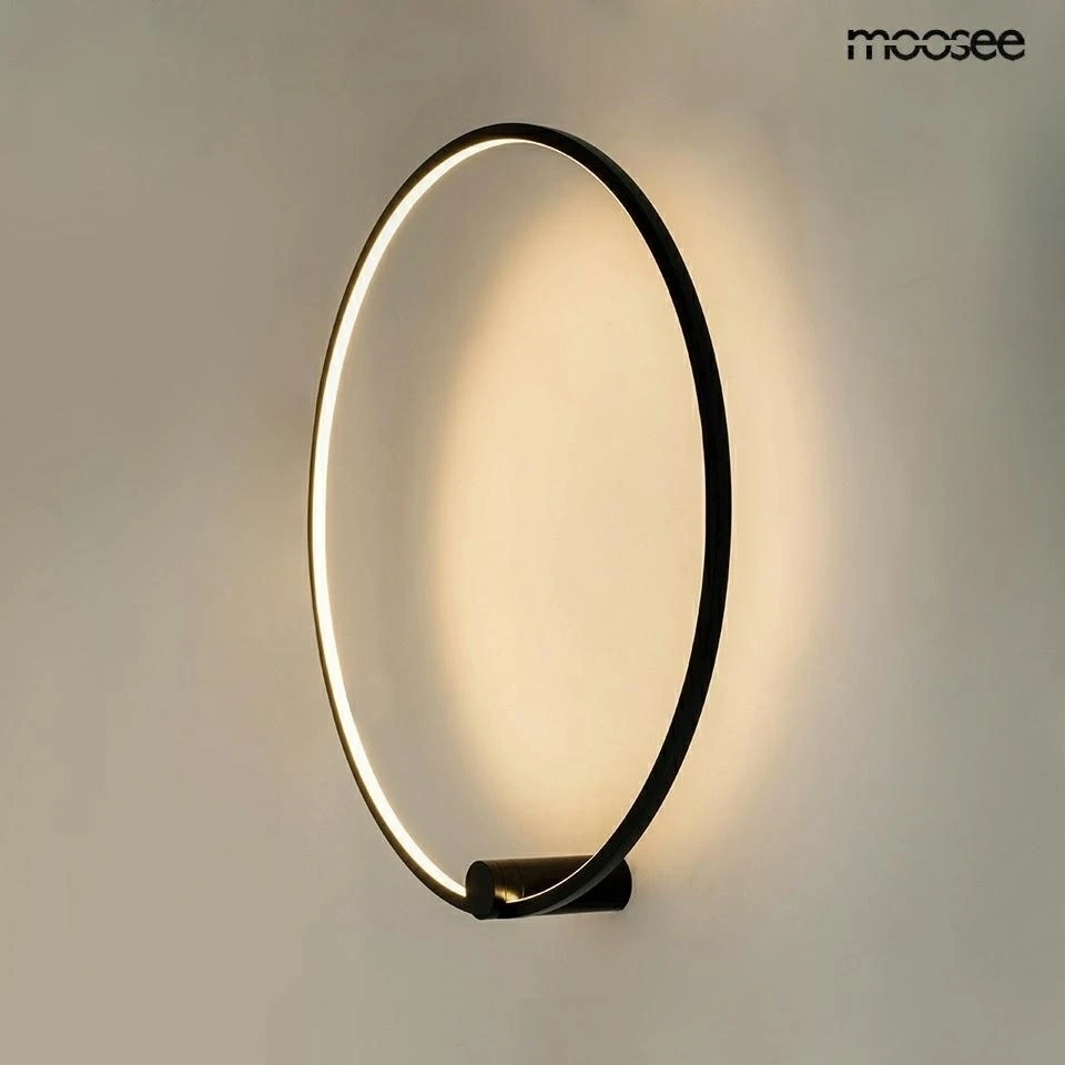 25W LED sieninis šviestuvas HOOP 60, juodas, 3000K