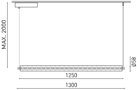 Pakabinamas šviestuvas 26,5W LED pakabinamas linijinis šviestuvas LOOP, juodas, 3000K, 1300mm, dimeriuojamas