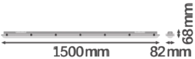 Ledvance 26W LED linijinis šviestuvas DAMP PROOF SENSOR, pilkas, 4000K, 150cm, su judesio davikliu