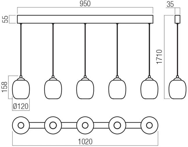 26W LED pakabinamas šviestuvas KHADI, juodos/dūmų sp., 3000K, dimeriuojamas, 01-3490