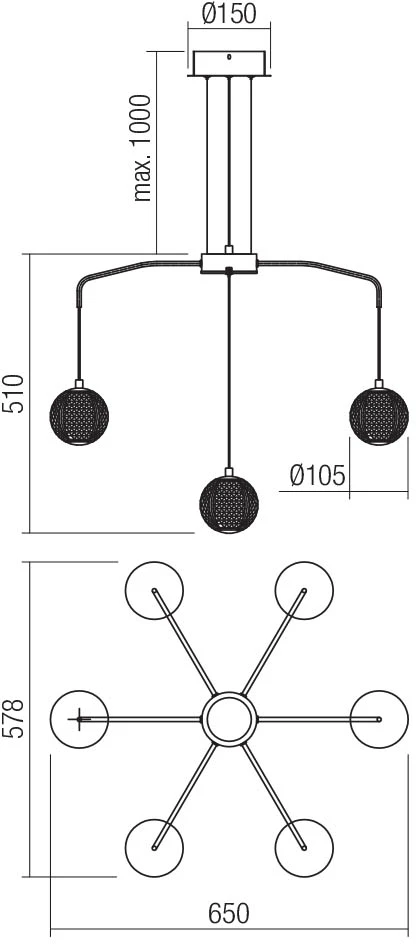 28W LED pakabinamas šviestuvas GIANET, matinės aukso sp., 3000K
