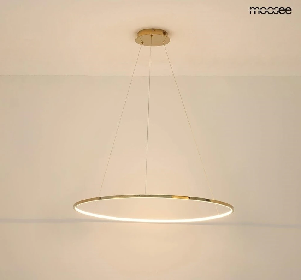 28W LED pakabinamas šviestuvas RING SLIM 80, aukso sp., 3000K, su nuotolinio valdymo pulteliu, dimeriuojamas