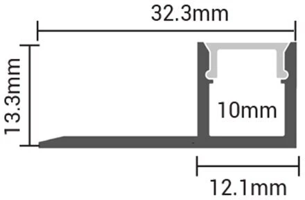 2m LED juostos įleidžiamas profilis OPTONICA, pilkas, komplektuojamas su dangteliu ir užbaigimais