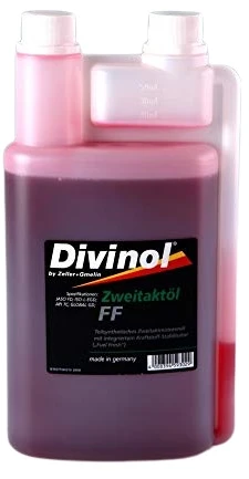 Divinol 2T pusiau sintetinė 1L su doz Raudona.API TC, JASO FD, 1:50