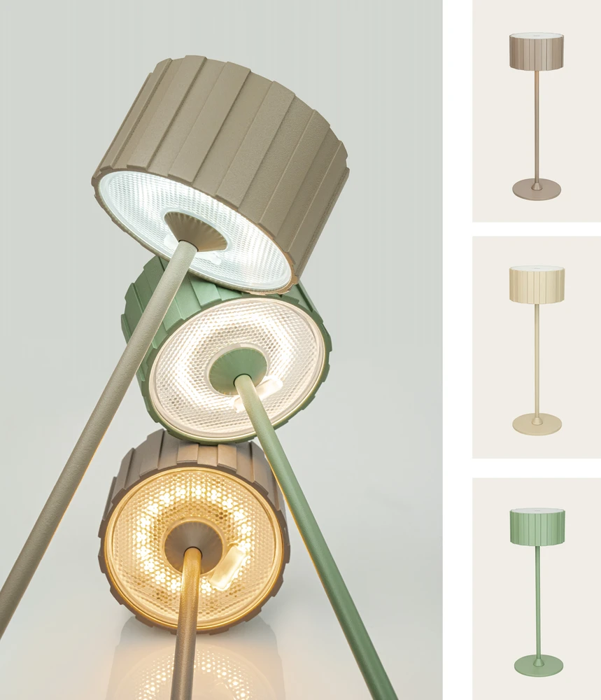 2W LED įkraunamas stalo šviestuvas, žalias, 2700/4000/6500K, dimeriuojamas, IP44, E490
