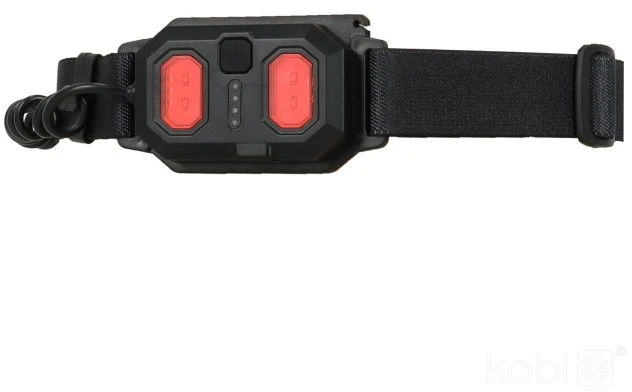 2W LED įkraunamas žibintuvėlis ant galvos H-MPR LED2B, juodas, 6000K/raudona šviesos sp.