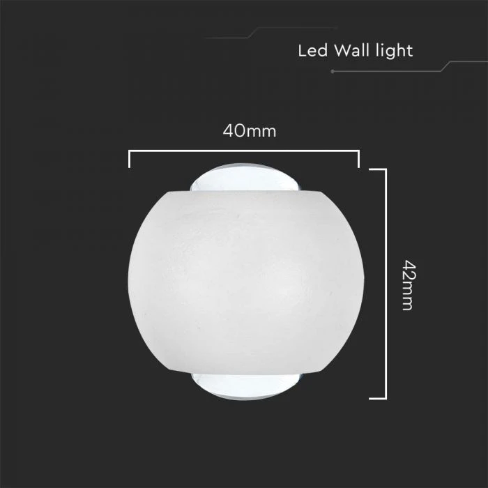 V-tac 2W LED sieninis šviestuvas, baltas, 4000K, IP54