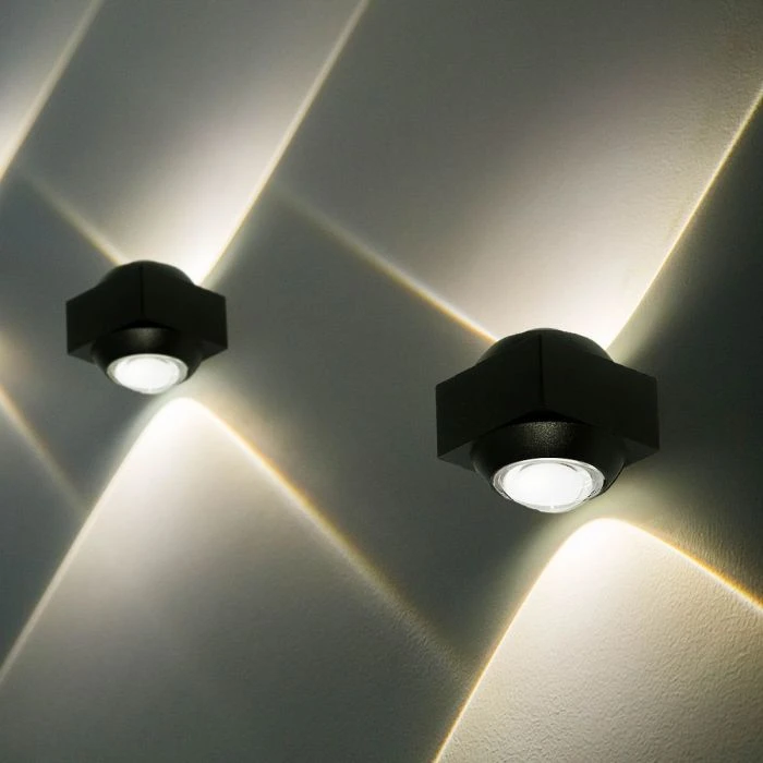 V-tac 2W LED sieninis šviestuvas, juodas, 3000K, IP54