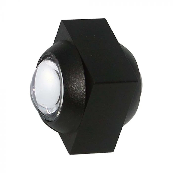 V-tac 2W LED sieninis šviestuvas, juodas, 3000K, IP54