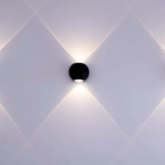 V-tac 2W LED sieninis šviestuvas, juodas, 4000K, IP54
