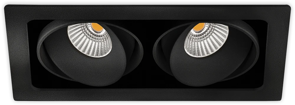 2x10,5W įleidžiamas šviestuvas TWIST, juodas, 3000K, 40°, dimeriuojamas, su maitinimo šaltiniu