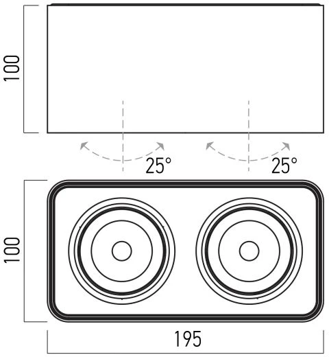 Lubinis šviestuvas 2x10W LED paviršinis šviestuvas XKUBO, juodas, 3000K, IP40