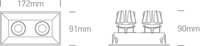 2x11W LED įleidžiamas pakreipiamas šviestuvas, juodas, 3000K, 51211C/B/W
