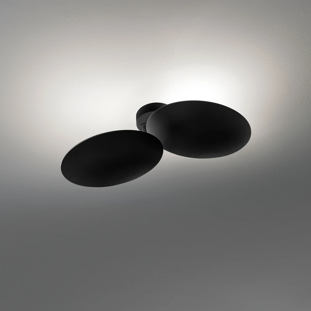 2x16W LED sieninis/lubinis šviestuvas Dėlionė ROUND DOUBLE, matinės juodos sp., 3000K, dimeriuojamas