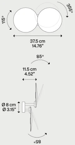 2x16W LED sieninis/lubinis šviestuvas Dėlionė ROUND DOUBLE, matinės juodos sp., 3000K, dimeriuojamas