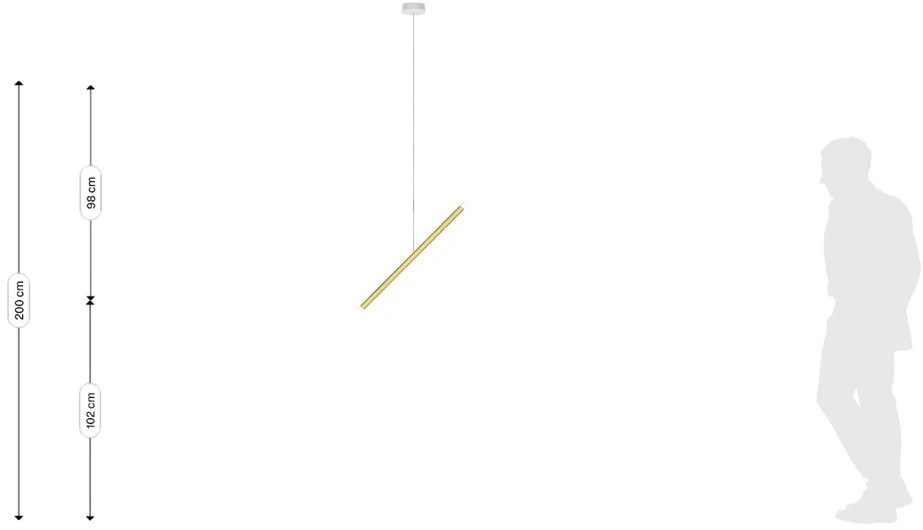 2x1W LED pakabinamas šviestuvas A-TUBE NANO DUO, aukso sp., 2700K, dimeriuojamas