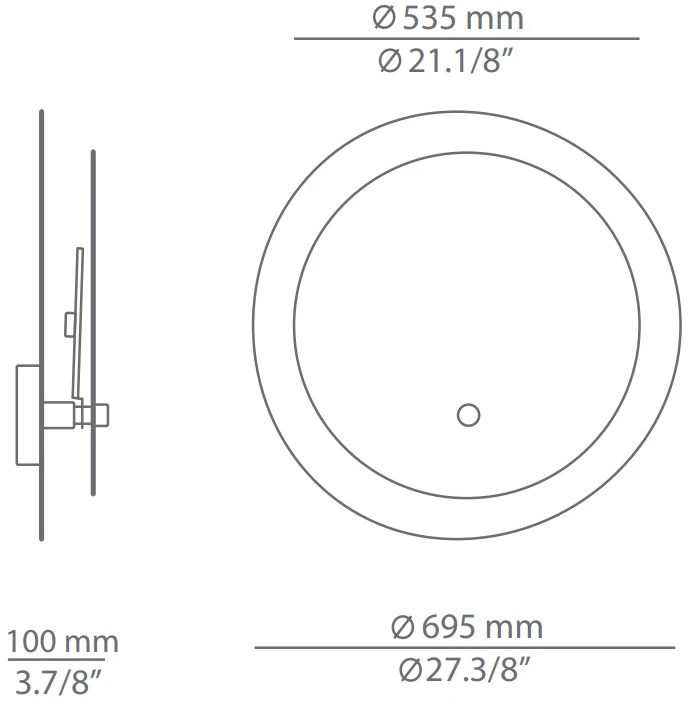 2x20W LED sieninis šviestuvas ECLIPSI, baltas, 2700K, dimeriuojamas