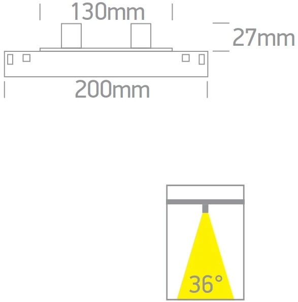 2x2W LED šviestuvas į magnetines sistemas ONELIGHT MINI/MIDI, juodas, 3000K, 42128A/B/W