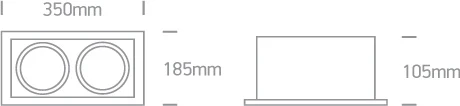 2x30W LED įleidžiamas pakreipiamas šviestuvas, juodas, 3000K, 51230/B/W
