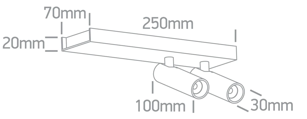 2x5W LED lubinis šviestuvas, juodas, 3000K, pakreipiamas, 65004B/B/W