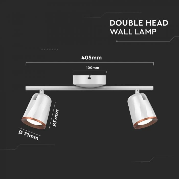 Lubinis šviestuvas V-tac 2x5W LED paviršinis šviestuvas, baltas, 4000K