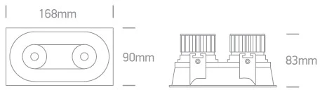 2x6,5W LED įleidžiamas pakreipiamas vidaus/lauko šviestuvas, baltas, 3000/3500/4000K, IP54, 11207WD/W/V
